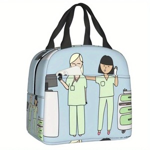Sac à déjeuner vert menthe pour infirmière, sac isotherme portable avec fermeture éclair pour le personnel médical, pour femmes, pour l'école, le bureau, les voyages - Product Image 2