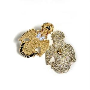 सजावट के लिए फैक्टरी कस्टम राजसोनिक सोने-प्लेटेड ईगल नरम तामचीनी लैपल पिन - Product Image 2