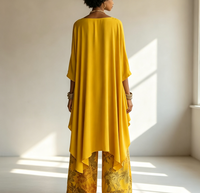 Ensemble deux pièces décontracté pour femme : haut ample à col bateau et manches 3/4 à ourlet irrégulier, imprimé floral, et pantalon large – Idéal pour les vacances et le quotidien
