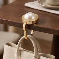 Porte-sac de luxe personnalisé, octogonal, noir, avec gemmes dorées, pliable, crochet de table, support pour sac à main