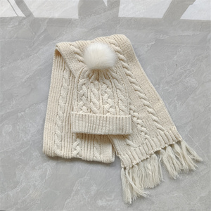 Conjunto de <span class=keywords><strong>gorro</strong></span> y bufanda larga de ganchillo <span class=keywords><strong>barato</strong></span> al por mayor personalizado talla única para todo tipo de bufanda y sombrero - Product Image 2