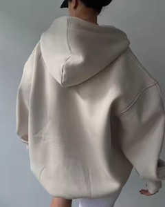 Sudadera de algodón cálida y gruesa para mujer, estilo cropped oversize con cuello redondo, ideal para otoño - Product Image 2