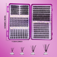 Kit d'extension de cils DIY 456 pièces avec colle, pince à cils, styles variés, cils individuels effet manga et wispy