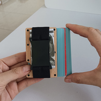 Portefeuille minimaliste anti-RFID pour homme, porte-cartes fin en bois et métal avec pince à billets, sangle pour espèces, logo personnalisé, portefeuille EDC