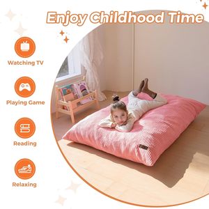 Kids Convertible Bean Bag Chair Lounger High-Density Foam Modern Design <strong>Corded</strong> Fabric Upholstery-Floor <strong>Sofa</strong> for Gaming - Product Image 6