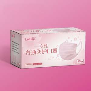 Masque anti-poussière plat jetable à trois couches non tissé avec pince-nez réglable et boucles d'oreille roses, respirateurs pour la protection du visage - LeFine - Product Image 3