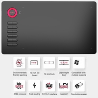 Tablette graphique VEIKK A15 avec stylet sans batterie, compensation intelligente de l'inclinaison, interface Type-C, effaceur à un clic