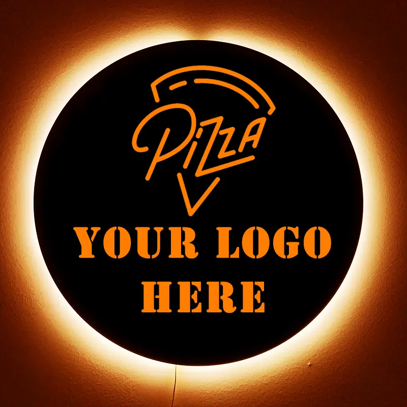 Individuelles Pizzaladen-Logo Geschäft Metal Led Logo Metal Neonzeichen Wand Werbetafel Logo Zeichen LED Neonlicht individuell