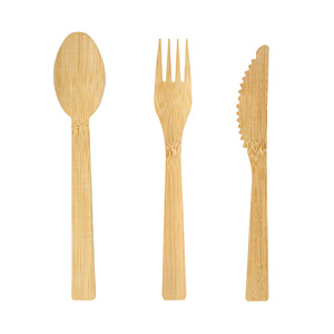 Juego de Cubiertos de Bambú de 17 cm, Cuchillo, Tenedor y Cuchara, Color Madera Natural, Biodegradable, Desechable para Fiestas, Estilo Occidental - Product Image 5