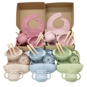 Melikey BPA Free Kids Silicone Dinware Placa de succión Baby Bowl Niños Silicon Feeding Set Baby - Product Image 1