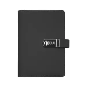Giveaways for Christmas Souvenirs Note books Corporate Gifts Leather Agendas Notepad with Power Bank Password Lock