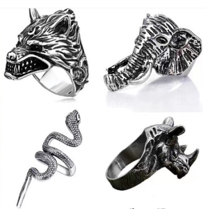 Bague ouverte réglable en alliage, style rétro punk <span class=keywords><strong>européen</strong></span>-américain, motif serpent, lézard, <span class=keywords><strong>chien</strong></span>, pharaon, exagérée et imposante, unisexe, électroplaquée - Product Image 6