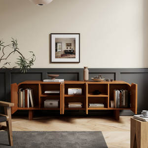 Ajunion 71 "רטרו עץ טלוויזיה לעמוד מדיה קונסולת אחסון מרכז בידור טלוויזיה יחידת טלוויזיה לעמוד בסלון - Product Image 2