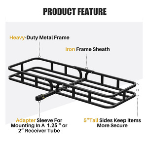 Panier de chargement arrière pour voiture, support de fixation pour attelage, en acier, avec garde-corps, revêtement poudré, compatible avec récepteur de 2 pouces, pour SUV, pick-up, station-wagon, tout-terrain - Product Image 4