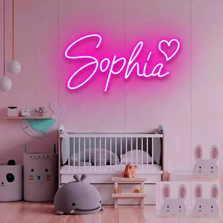 Kostenloses Design Kein MOQ 1 eingestellt, um zu starten Benutzer definierter Name Neonlicht personal isiertes Geschenk Leucht schild für Schlafzimmer Wand dekoration