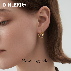 Dinle Twisted Hoop <b>Earrings</b> 925 Silver Needle Everyday Wear Elegant Style - Product Image 2