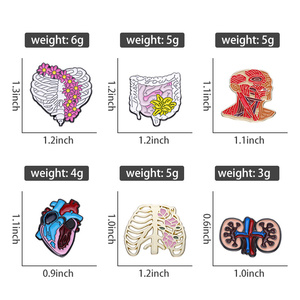 Bloemenorganen Email Pinnen Custom Ribbenkast Hart Darm Zenuwstelsel Broches Revers Badge Medische Sieraden Cadeau Drop Shipping - Product Image 6
