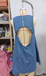 Mini Vestido vaquero azul elegante de verano para mujer, lavable, corto, sin mangas, sin espalda, de cintura alta, informal, Sexy, estilo <span class=keywords><strong>Vintage</strong></span> - Product Image 6