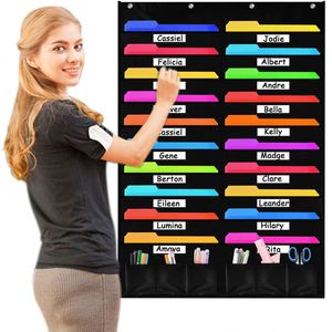 Classroom Office 20 6 Pockets <b>File</b> Classification Hanging Storage Bag Wall-Mounted <b>Folder</b> Buggy Bag - Product Image 1