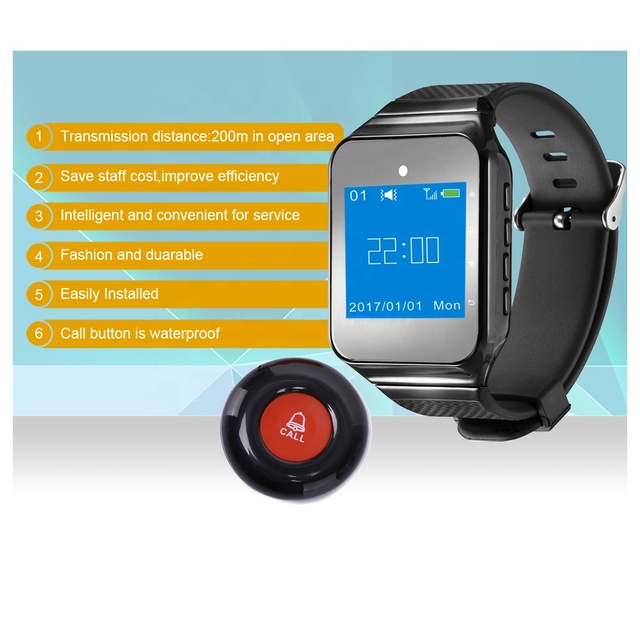 Wrist Waiter Call Watch Pager Restaurant Guest Table Button Smart Service Caller Wireless Watch Paging
