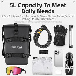WEST BIKING 500D PVC Sac <span class=keywords><strong>de</strong></span> <span class=keywords><strong>selle</strong></span> <span class=keywords><strong>de</strong></span> vélo entièrement étanche Sac latéral extensible pour vélo avec coussin antidérapant Accessoires <span class=keywords><strong>de</strong></span> vélo - Product Image 4