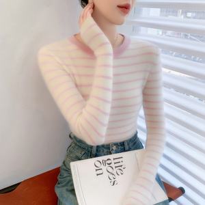 Women's <strong>Striped</strong> Wool Cashmere Sweater Fashion Slimming Soft Waxy Pullover <strong>Jumper</strong> for Autumn Winter - Product Image 6