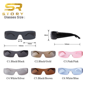 <span class=keywords><strong>Gafas</strong></span> de Sol STORY T329 Futuristas Y2K con Marco Rectangular sin Montura, para <span class=keywords><strong>Mujer</strong></span> y Hombre, Nueva Moda 2023, con Remaches de Estrella Pequeña - Product Image 6