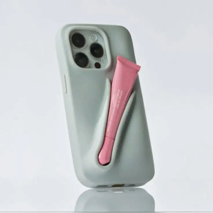 Lip Gloss Phone 15 Pro Max Case Rhod Silicona Lip and Phone Case Funda protectora Lip Glaze On Holder Accesorios para teléfonos celulares