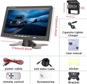 Système <span class=keywords><strong>de</strong></span> caméra <span class=keywords><strong>de</strong></span> <span class=keywords><strong>recul</strong></span> pour voiture avec moniteur LCD TFT <span class=keywords><strong>7</strong></span> pouces, vision nocturne infrarouge 18 IR, caméra <span class=keywords><strong>de</strong></span> <span class=keywords><strong>recul</strong></span> et kit <span class=keywords><strong>de</strong></span> câble aviation 4 <span class=keywords><strong>broches</strong></span> pour camion - Product Image 6