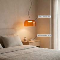 Lampe suspendue LED en verre translucide ambre scandinave, luminaire décoratif d'intérieur, idéal pour une salle à manger, une chambre à coucher, un café, un style postmoderne