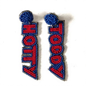 Pendientes Artesanales Bordados con Cuentas CRYSTAL CRAFT Toody Hotty para Mujer, Colores Patrióticos Naranja, Blanco y Azul, Colores Personalizados - Product Image 1
