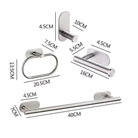 Série d'accessoires de salle de bain d'hôtel modernes en acier inoxydable durable et écologique, ensemble de 4 pièces, design simple, accessoires sanitaires emballés pour la maison