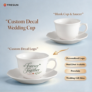Tasses à expresso personnalisées avec logo, cadeau de mariage, 90 ml, 220 ml, porcelaine blanche, café latte, café expresso, tasse à café en céramique et soucoupe - Product Image 4