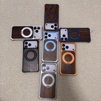 Coque de téléphone magnétique en métal et bois de noyer pour iPhone 18 Pro Max avec support rotatif, design de luxe pour iPhone 17, S26, S25 Ultra