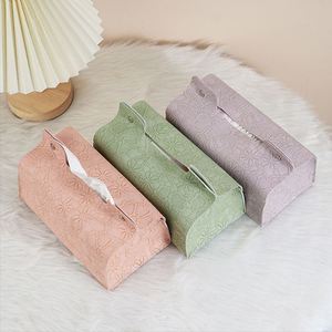 Boîte à mouchoirs vintage en PU gaufré à motif floral, étui à serviettes pour la maison, support de boîte à mouchoirs pour chambre et salle de bain - Product Image 3