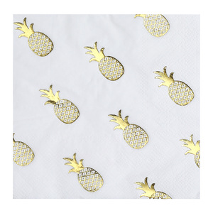 Gold <b>Pineapple</b> Printed Paper Napkins 250x250mm Premium Quality For Themed Parties - Product Image 5