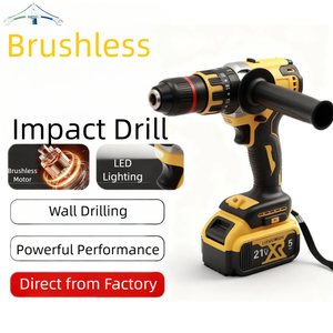 Taladro <span class=keywords><strong>de</strong></span> impacto profesional transfronterizo <span class=keywords><strong>de</strong></span> 13 mm <span class=keywords><strong>con</strong></span> gran torque y velocidad <span class=keywords><strong>variable</strong></span>, tipo pistola, <span class=keywords><strong>de</strong></span> tres funciones, sin escobillas, OEM - Product Image 1