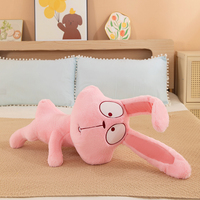 Peluche Lapin Rose Brodé Amusant, Coussin Long Réconfortant, Oreiller de Sommeil à Serrer entre les Jambes, Mignonne Poupée de Dessin Animé, Cadeau d'Anniversaire Unisexe en Polyester