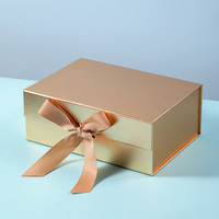 Caja de Regalo Plegable de Color Sólido, con Lazo, Tapa Abatible de una Pieza, Diseño Estampado, para Fiestas, Caja para Archivar