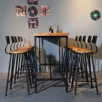 Bar table chaise combinaison bar comptoir mur table haute bar en bois massif maison moderne simple longue table haute