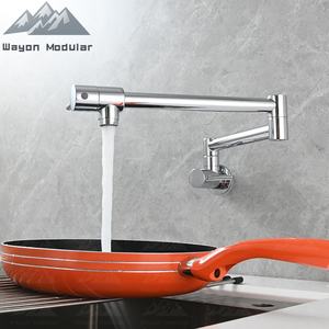 <span class=keywords><strong>Robinet</strong></span> de cuisine mural Wayon en laiton brossé gris moderne avec bras pliable - Product Image 5