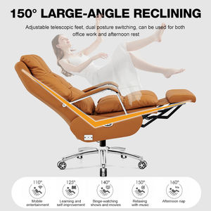 Fauteuil de Bureau Haut de Gamme en Cuir Véritable et Fer, Fauteuil de Patron PDG de Luxe, Fauteuil d'Ordinateur Électrique Inclinable - Product Image 3