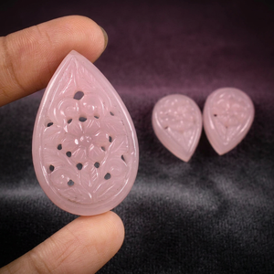 Juego de 3 Piezas de Cuarzo Rosa Natural y Ónix Tallado a Mano con Forma de Pera, Piedras Preciosas Sueltas para la Fabricación de Collares, Pendientes y Joyería - Product Image 3