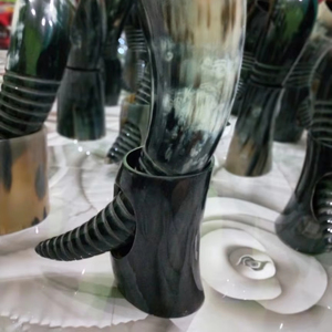 Corne à boire Viking de haute qualité corne de buffle polie Style Animal religieux support en fer décorations de noël artisanat naturel - Product Image 1