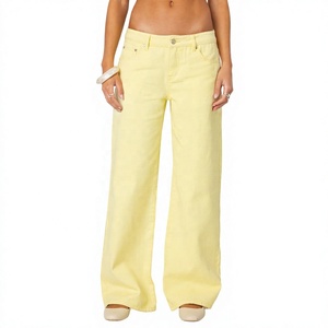 Jeans de Mezclilla para Mujer, Logotipo Personalizado, Cintura Media, Pierna Recta, Pierna Ancha, Estilo Boyfriend, Corte Regular, Ropa Casual de Calle, Transpirable, 100% Algodón - Product Image 1