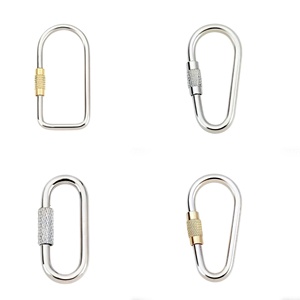 Stainless Steel Carabiner <b>Set</b> 4-Pack Oval Shape Screw Gate Locking Clip for Climbing Outdoor Use All Seasons - Product Image 1