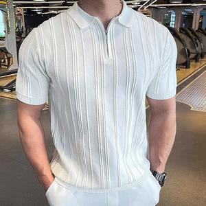 Erkek yaz yarım kollu T-Shirt sürüm Slim Fit buz ipek düz renk kısa kollu <span class=keywords><strong>Polo</strong></span> GÖMLEK artı boyutu rahat - Product Image 3
