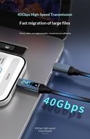 Kabel Data Digital Pintar 240W dengan Layar Digital dan Dual Type-C untuk iPhone, Huawei, Xiaomi, dan Samsung, Kabel Pengisian Cepat