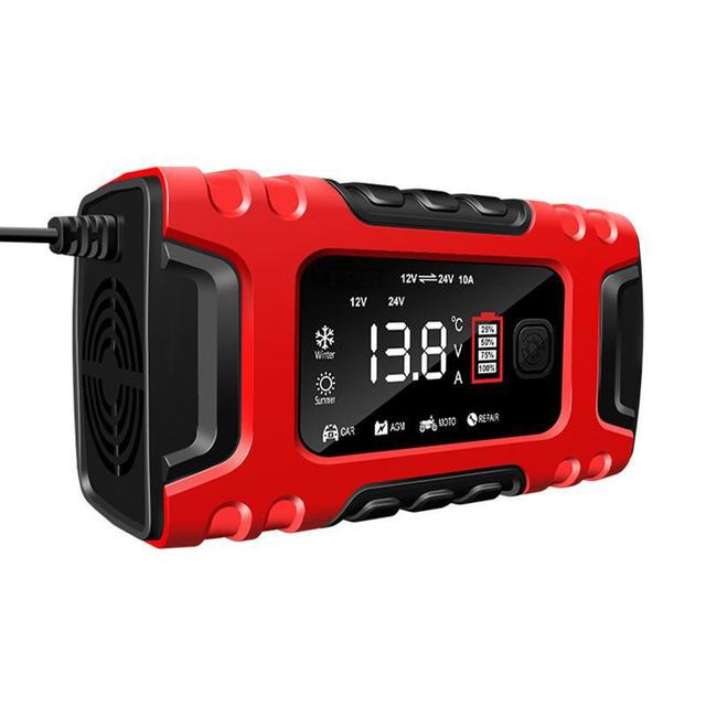 High-Power Smart Pulse 12V/24V Battery Charger and Maintainer Universal for Car Lead-Acid Battery Charging