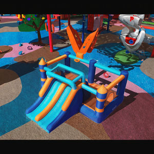 Château gonflable d'extérieur avec double toboggan, panier de basket et jeu de tir |   Directement de l'usine, qualité commerciale supérieure - Product Image 1